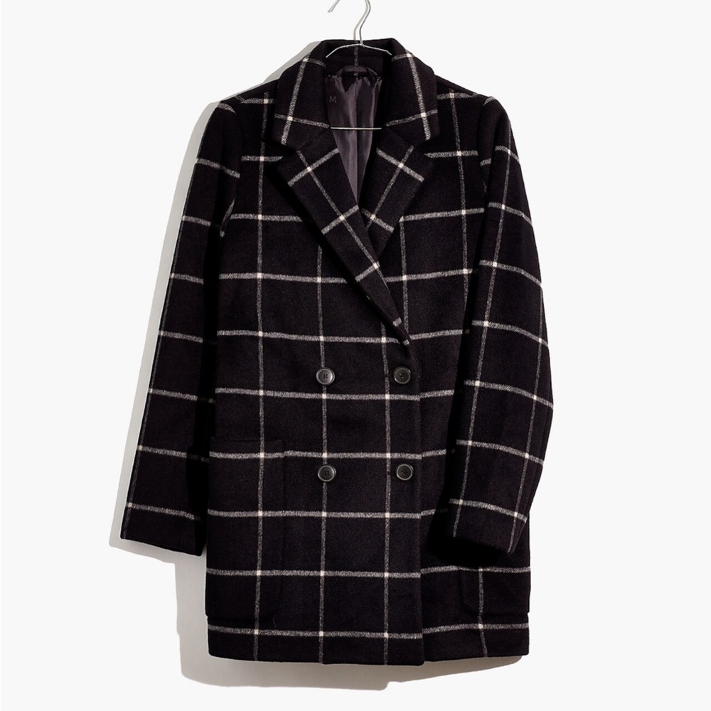 Hollis Double-Breasted Coat in Windowpane